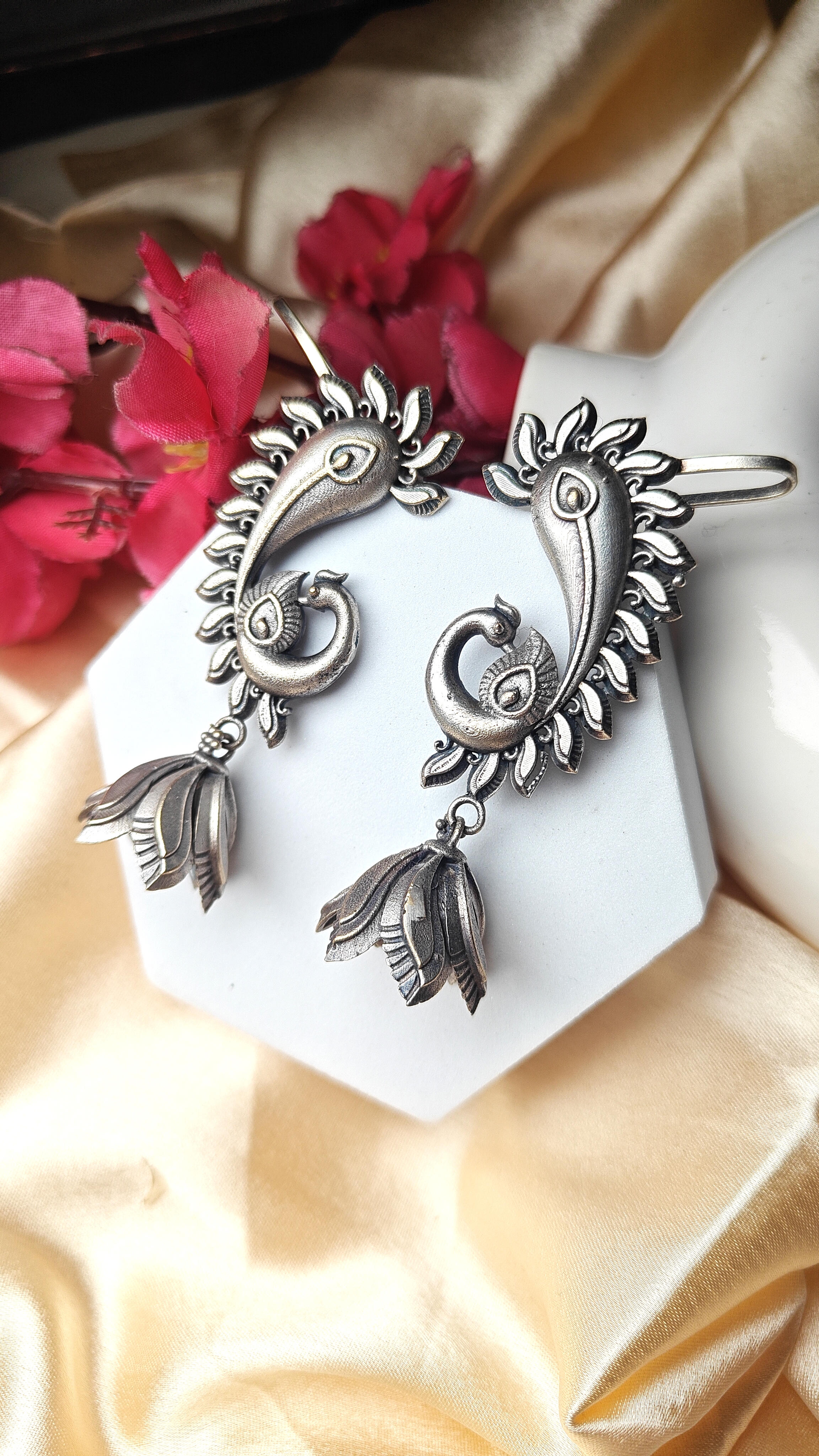 Antique Peacock Curl Ear Cuffs