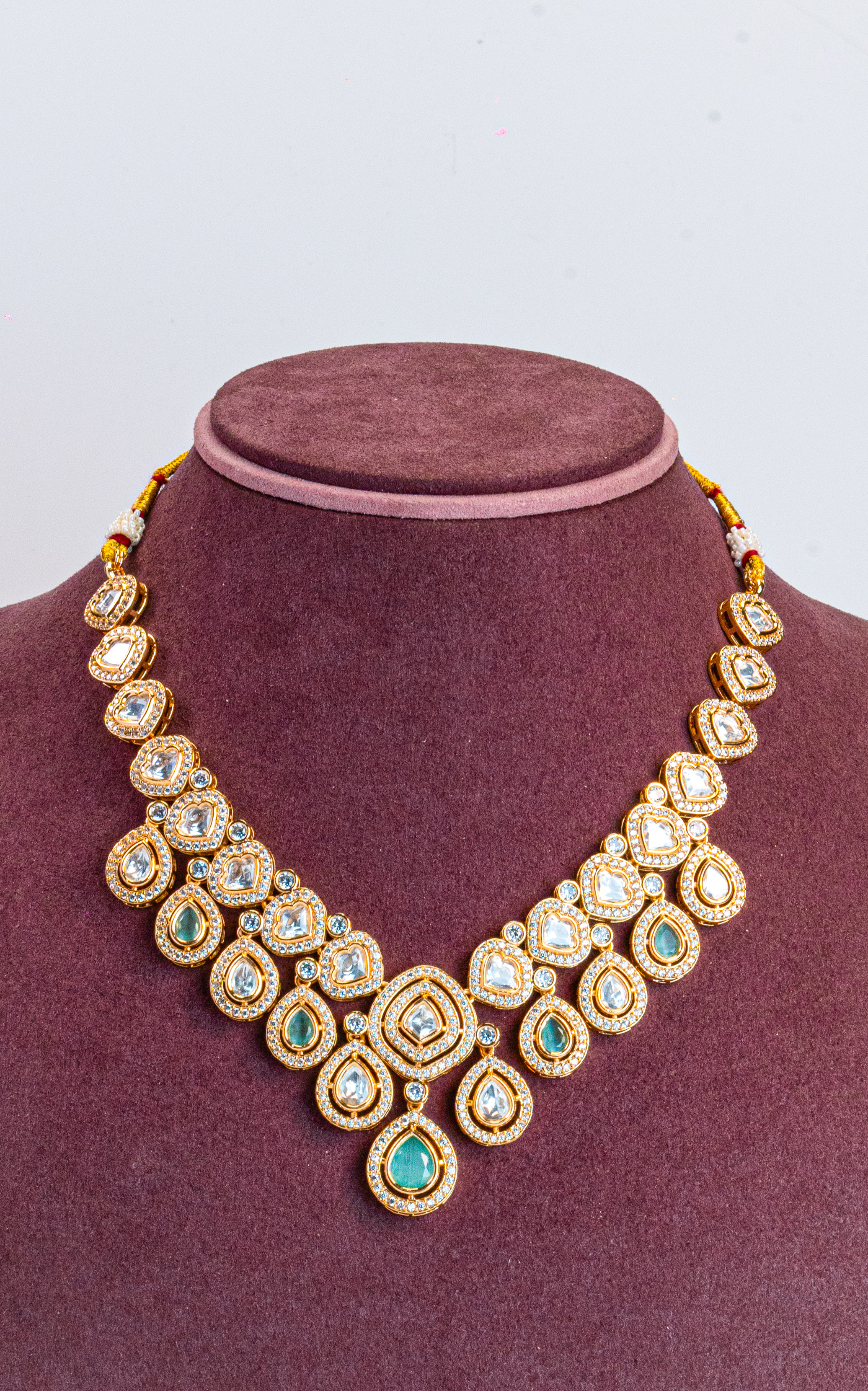 Mint Green CZ Kundan Necklace