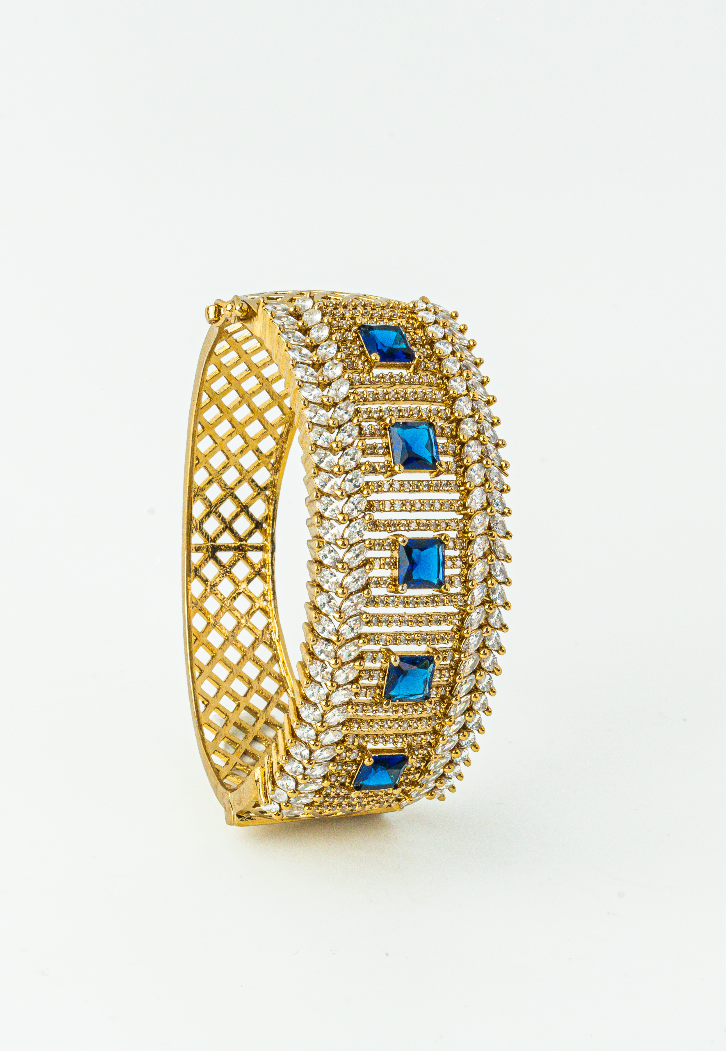 Blue & White CZ Antique Open Bracelet