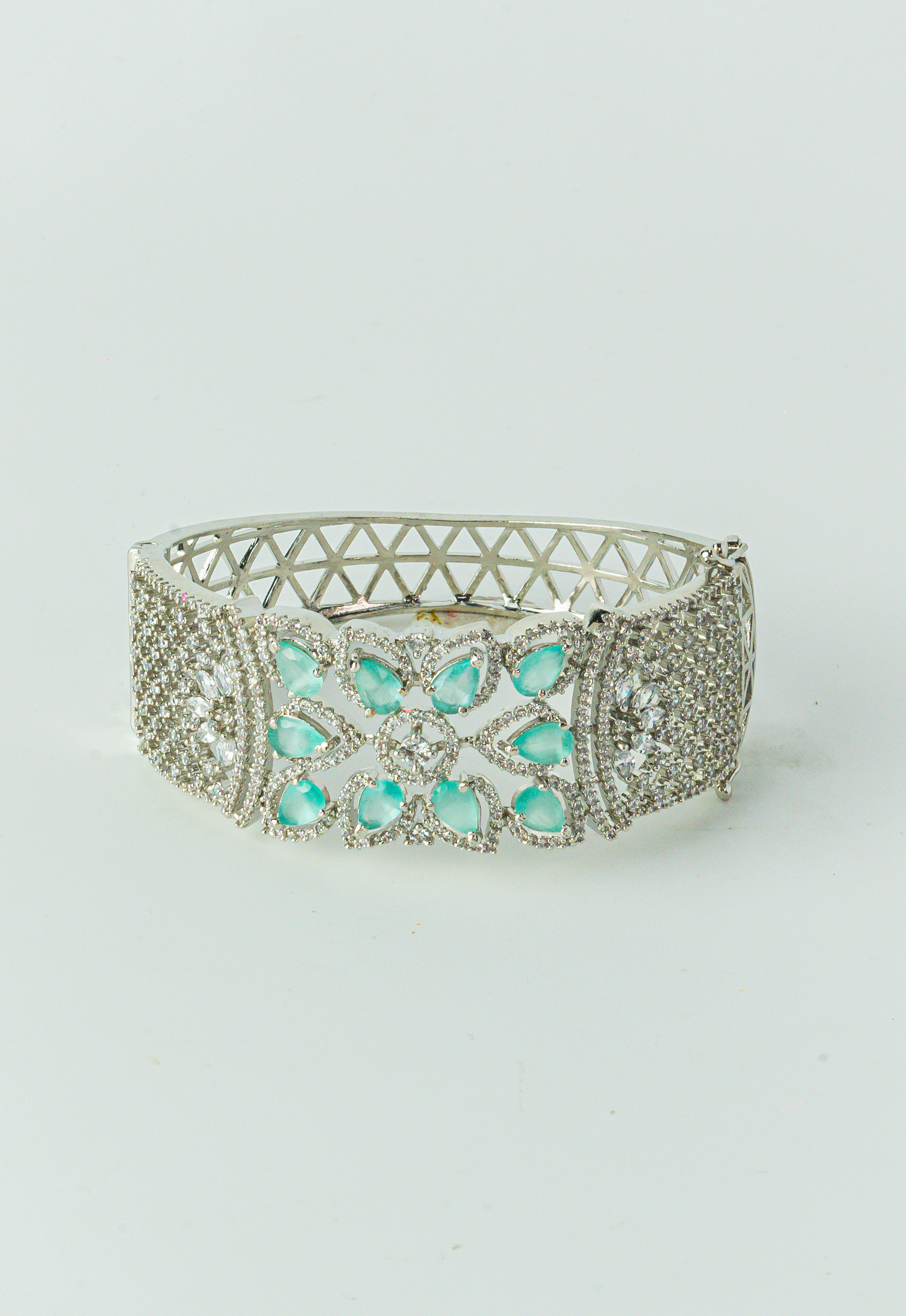 Teal & White CZ Rhodium Bracelet