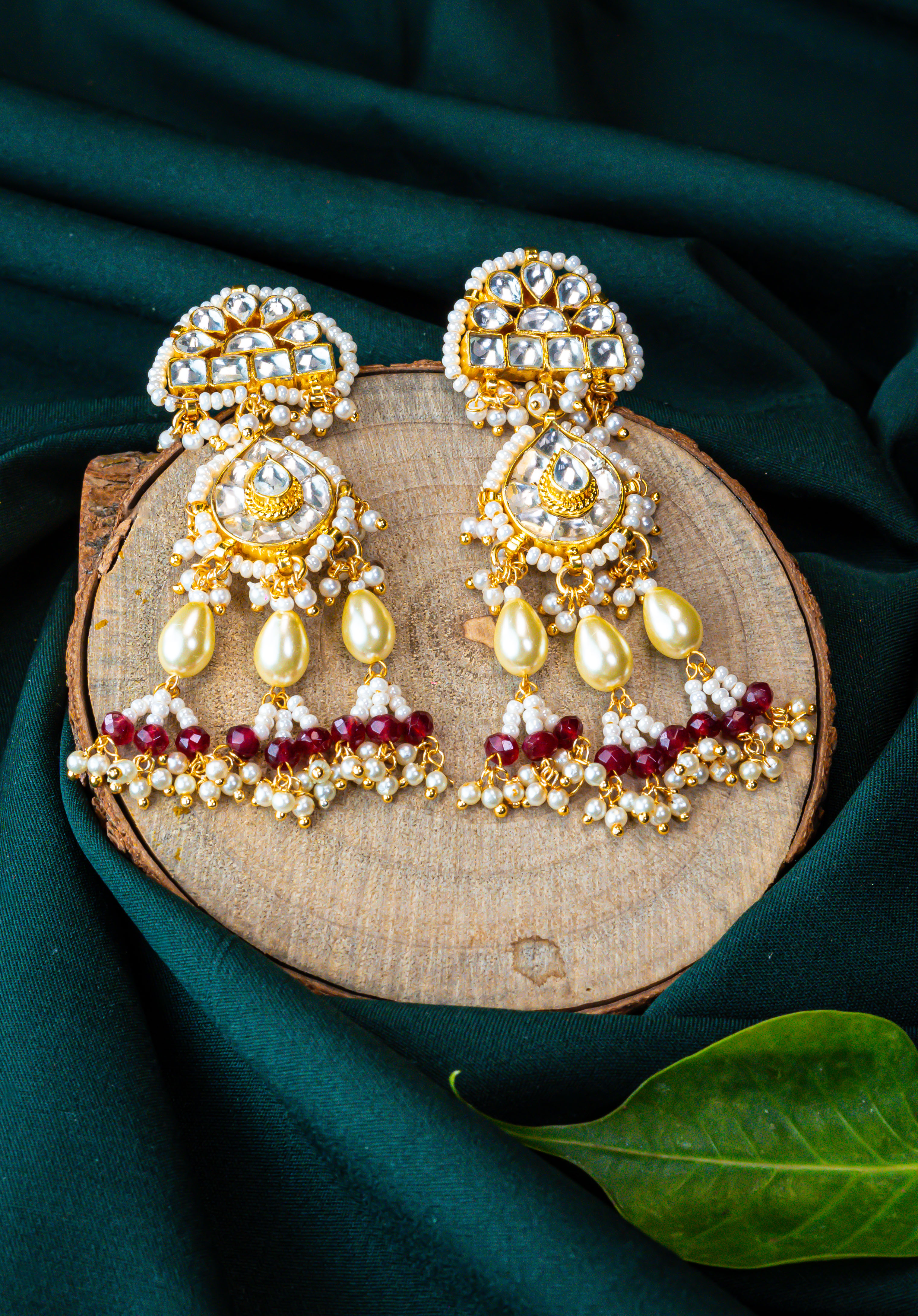 Regal Pearl Kundan Danglers