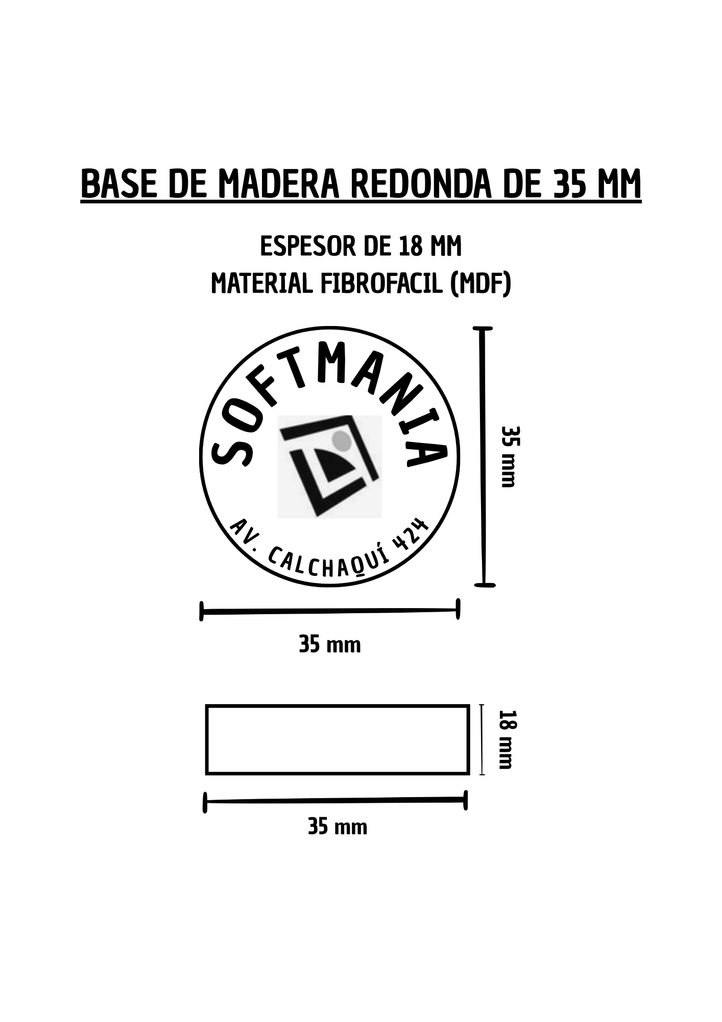 Sello de Madera Redondo de 35 mm