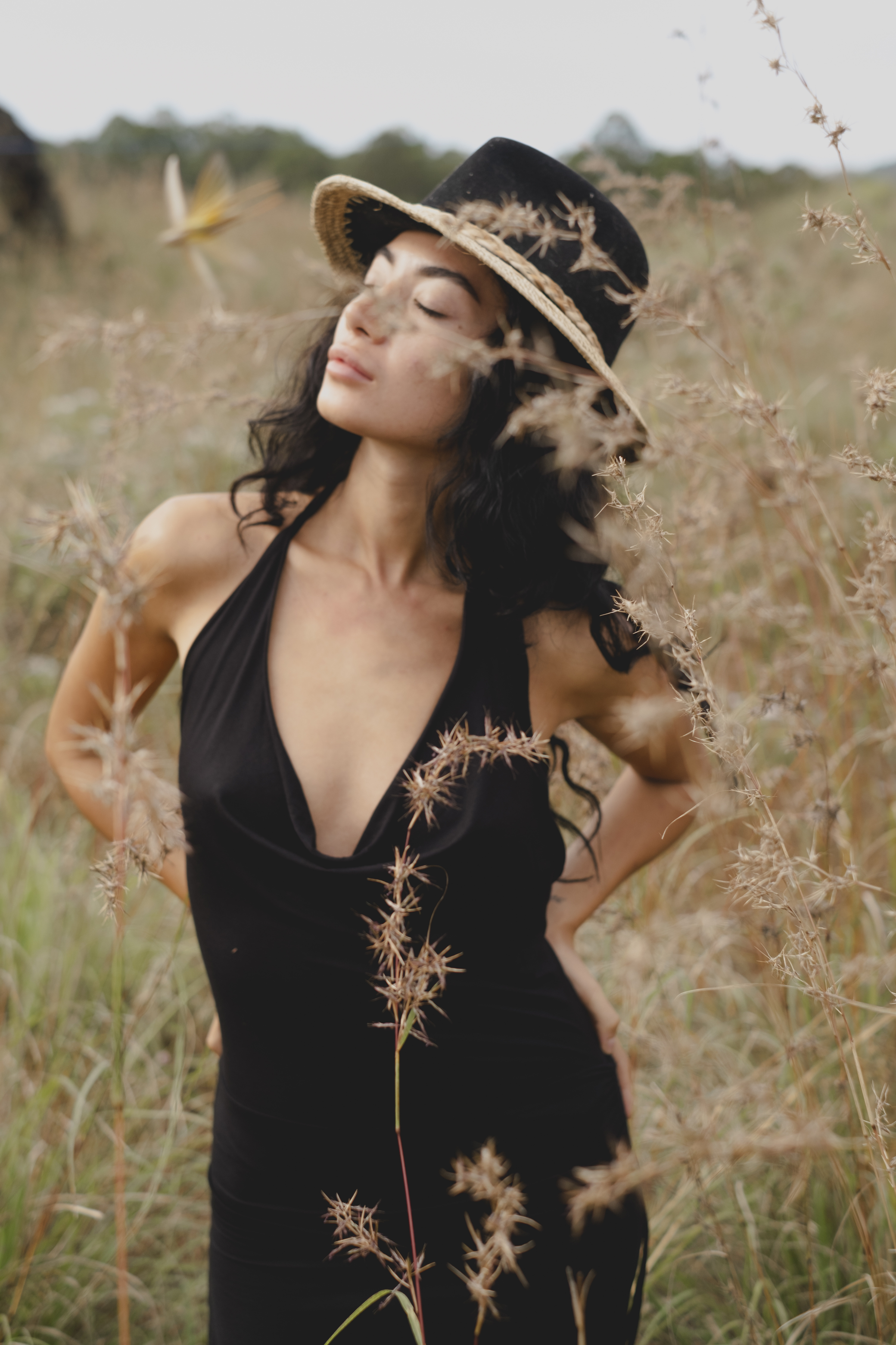 Black Boho Maxi Dress – Backless Halter, Cowl Neck – Wedding Guest Dress, Beach Resort Wear, Eco-Friendly