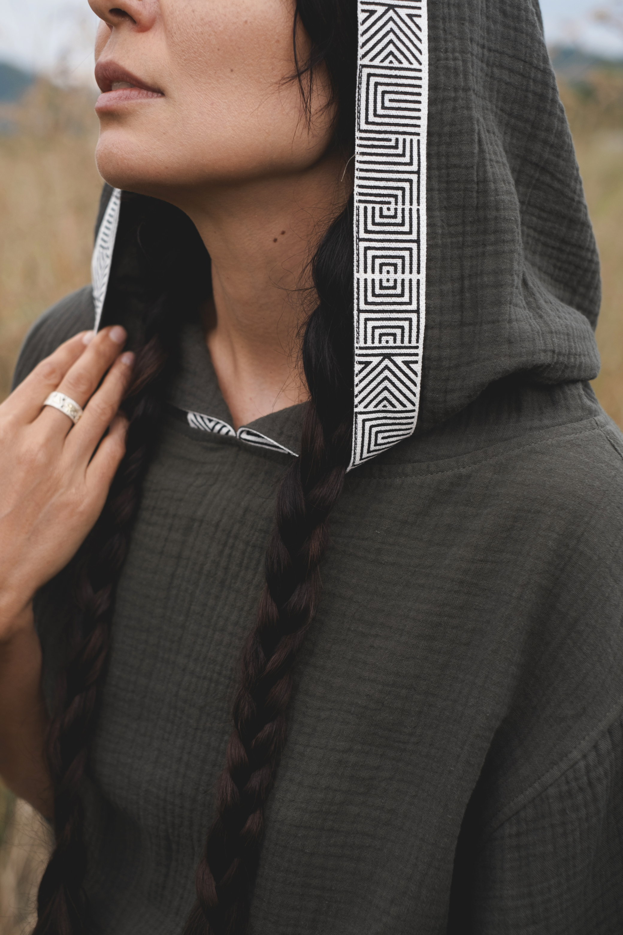 Bali Tribe Hoodie – Boho Cropped Pullover | Natural Cotton Festival Top | Belted Tribal Hoodie | Sustainable Slow Fashion