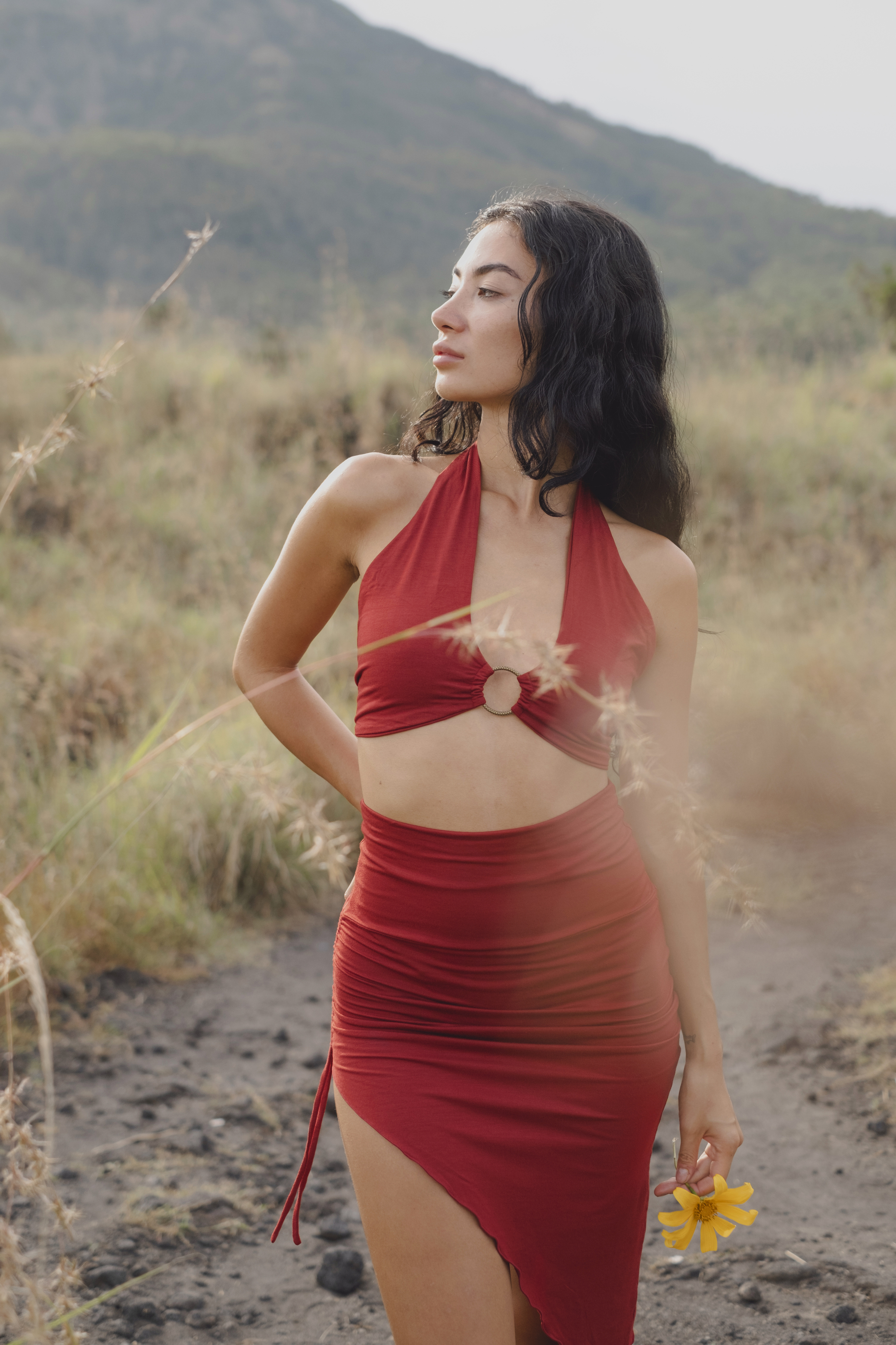 Venus Yoga Midi Skirt | Boho Asymmetrical Drawstring Skirt | Handmade High Waist Festival Skirt | Modal Dance Skirt | Retreat Wear