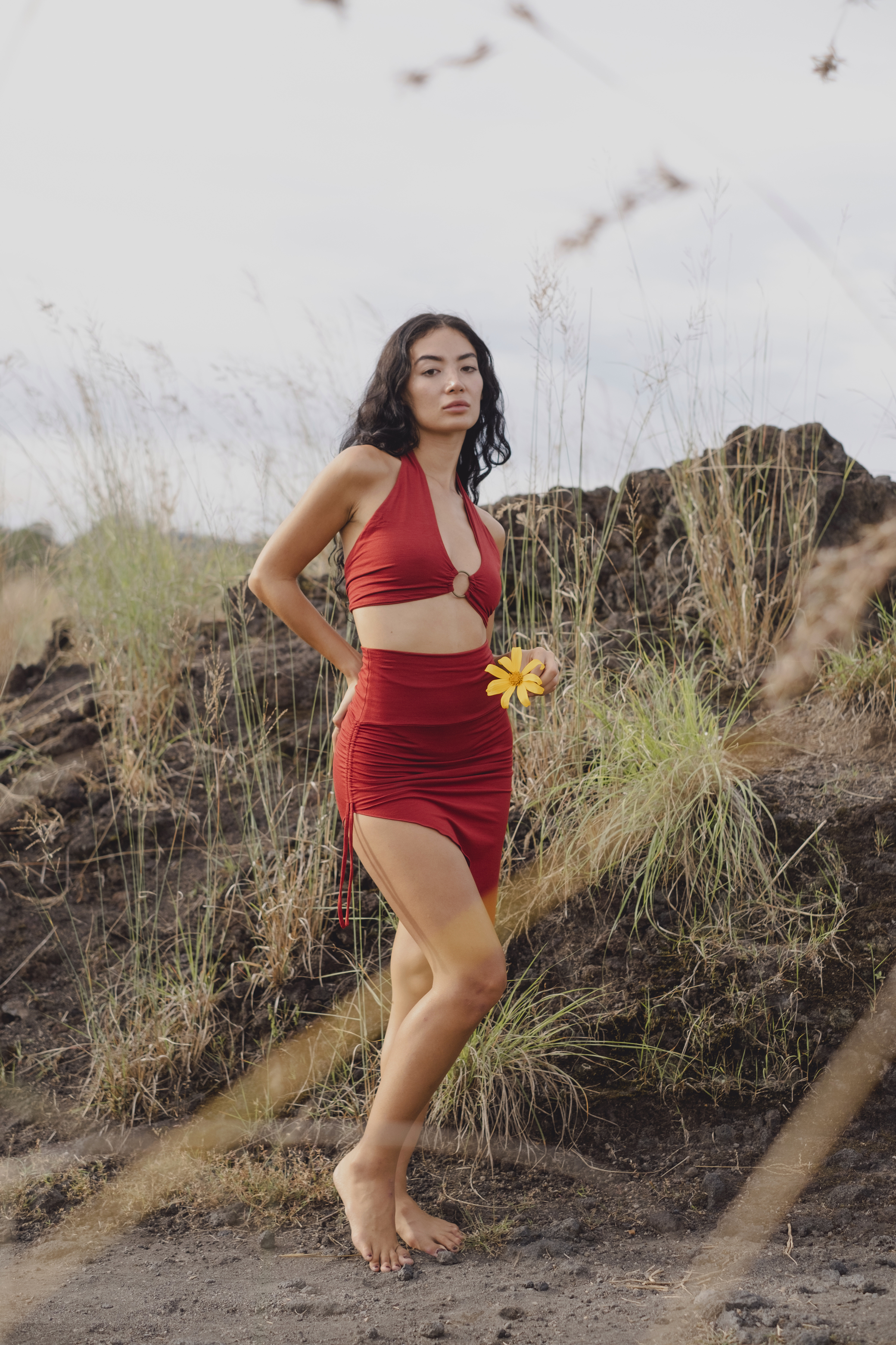 Venus Yoga Midi Skirt | Boho Asymmetrical Drawstring Skirt | Handmade High Waist Festival Skirt | Modal Dance Skirt | Retreat Wear