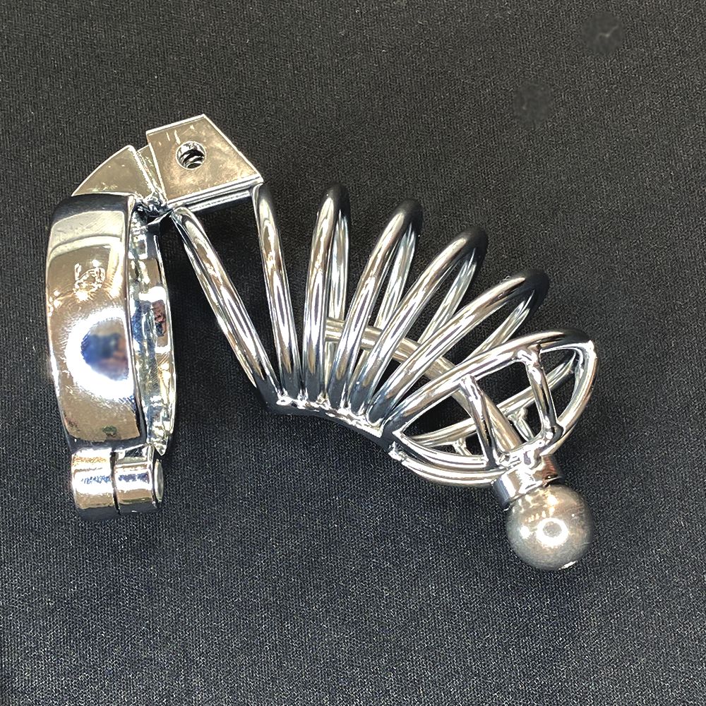Cinto de Castidade Masculino Gaiola com Dispositivo de Cateter, Jaula com Cadeado, Aço Inox.