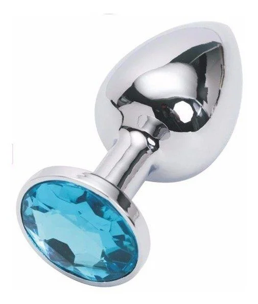 Plug Anal Jóia Precious Bullet Aço Inox Azul
