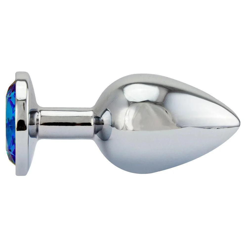 Plug Anal Jóia Precious Bullet Aço Inox Azul