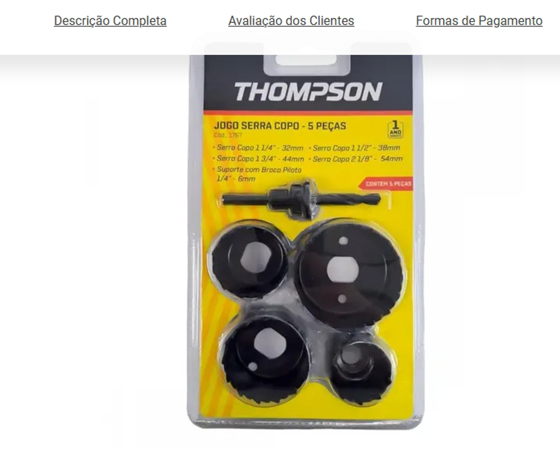 SERRA COPO ACO CARBO/MAD 5PC THOMPSON