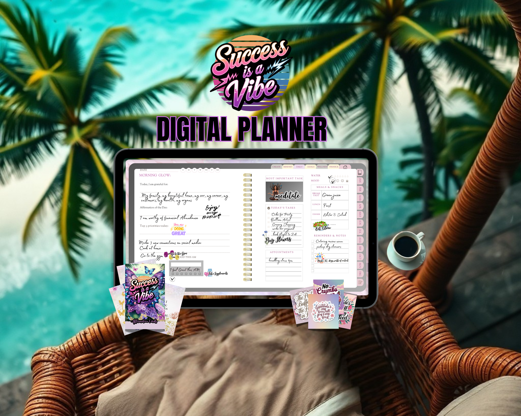 Success Is a Vibe Digital Planner – Undated, Motivational & Printable