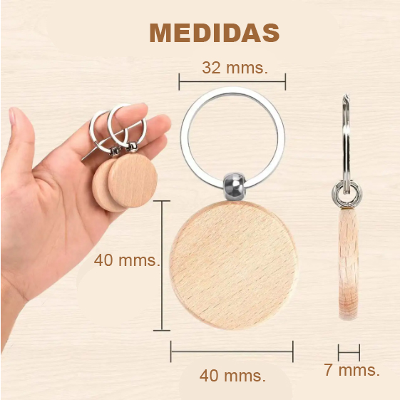 Llavero de madera pack 50 Unidades