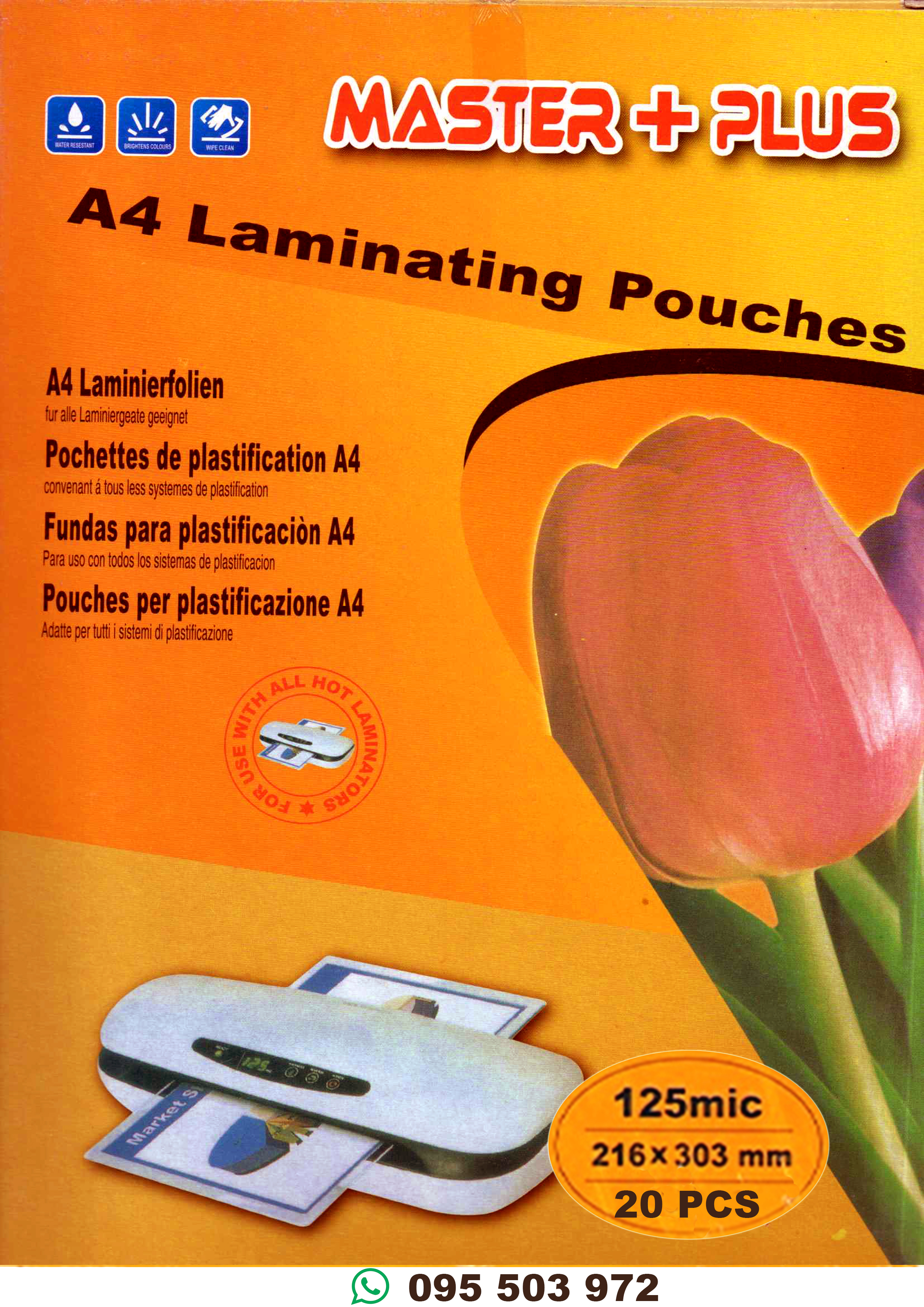 LAMINAS PARA PLASTIFICAR A4 X20 - A4 Laminating Pouch 20pk