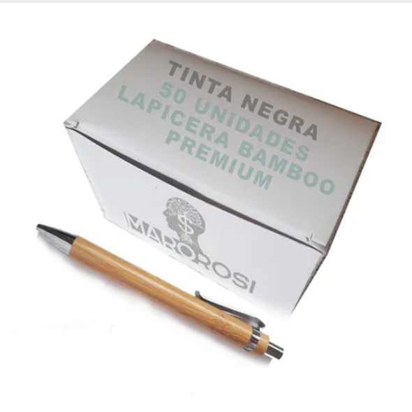 LAPICERA BAMBU PREMIUM - CAJA DE 50 Un. Tinta Negra