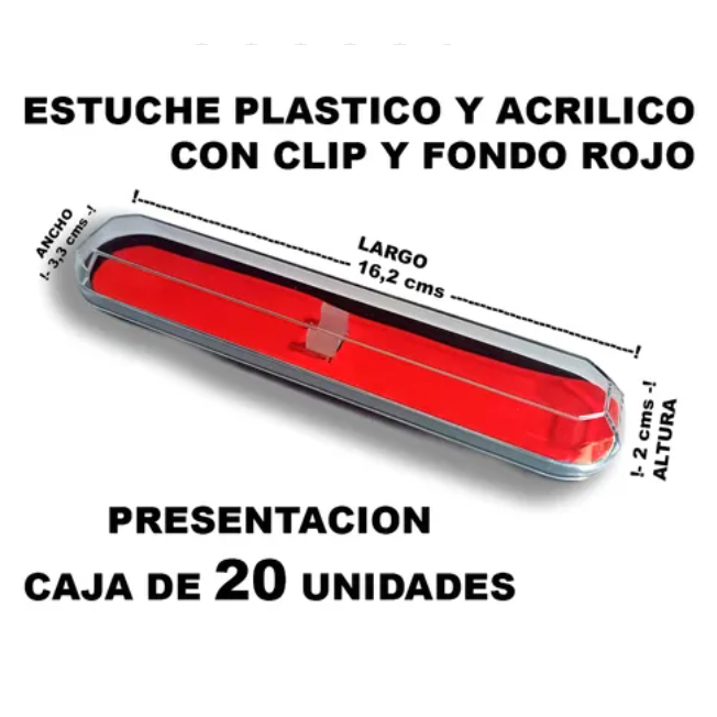 Estuches Plástico Y Acrílico Fondo Rojo X20 Para Lapiceras
