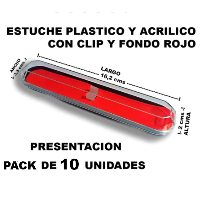 Estuches Plástico Y Acrílico Fondo Rojo X10 Para Lapiceras