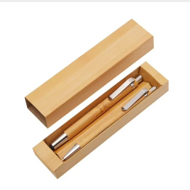 10 Set En Caja De Bolígrafo Bambú C/ Táctil + Lápiz Mecánico