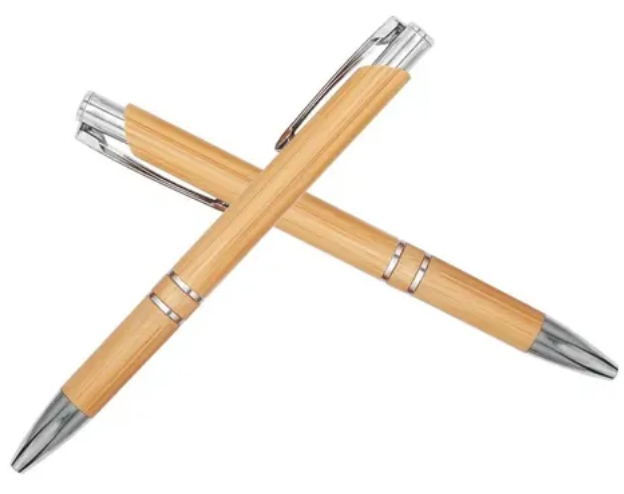 10 Lapiceras Bambú Deluxe Aros De Metal Aptas Grabado Láser