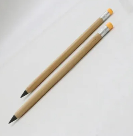 10 Lápiz Infinito Bambú C/goma Tapa Apto Para Grabado Láser