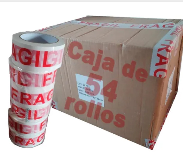 Cinta Adhesiva Frágil Caja De 54 Rollos 100m 4.8cm Embalaje