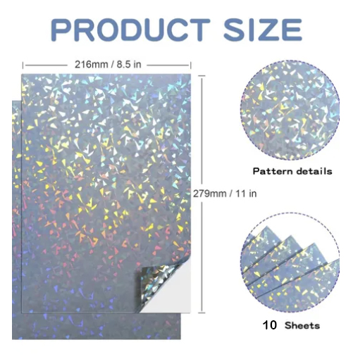 Papel Fotográfico Holográfico Autoadhesivo X 10 Broken Glass