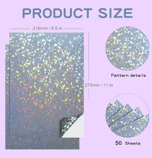 Papel Fotográfico Holográfico Autoadhesivo X 50 Broken Glass