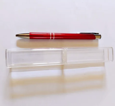 25 Lapiceras Rojas Apta Grabado Láser Con Estuches Acrílico