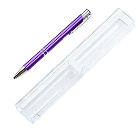 25 Lapiceras Violeta Apta Grabado Láser Con Estuche Acrílico
