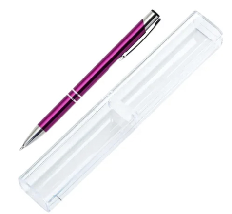 10 Lapiceras Fucsia Apta Grabado Láser Con Estuche Acrílico