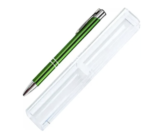 10 Lapiceras Verde Apta Grabado Láser Con Estuche Acrílico