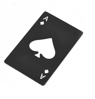 Destapador Carta de As de Picas negra - pack x 5
