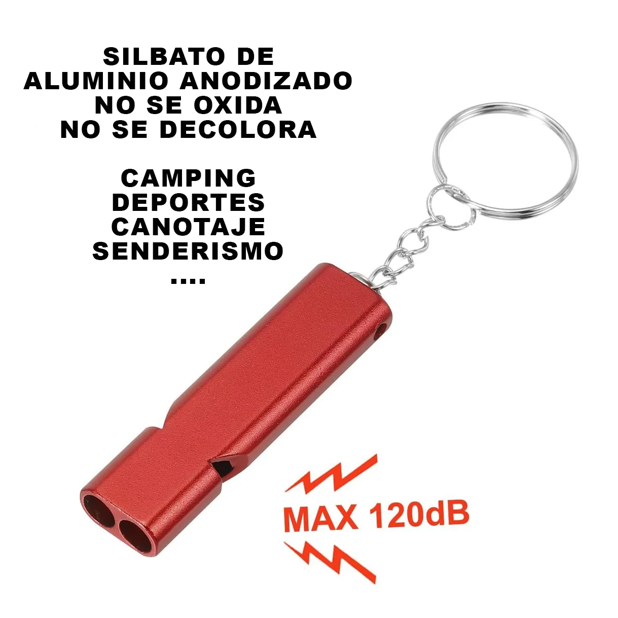 Llavero Silbato Aluminio X20 Unidades Apto Grabado Laser