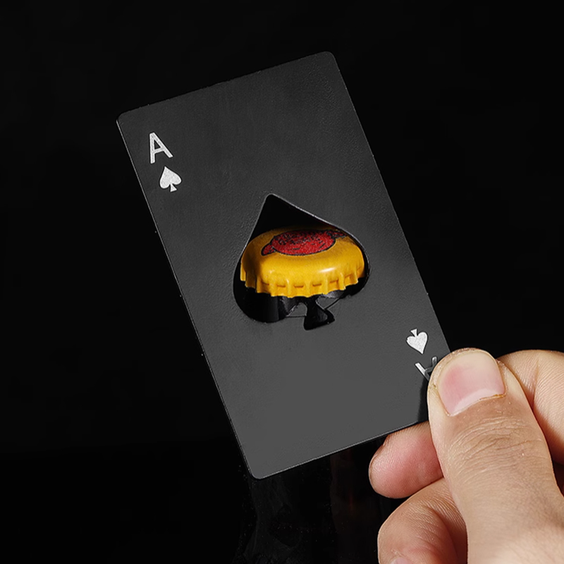 Destapador Carta de As de Picas negra - pack x 5