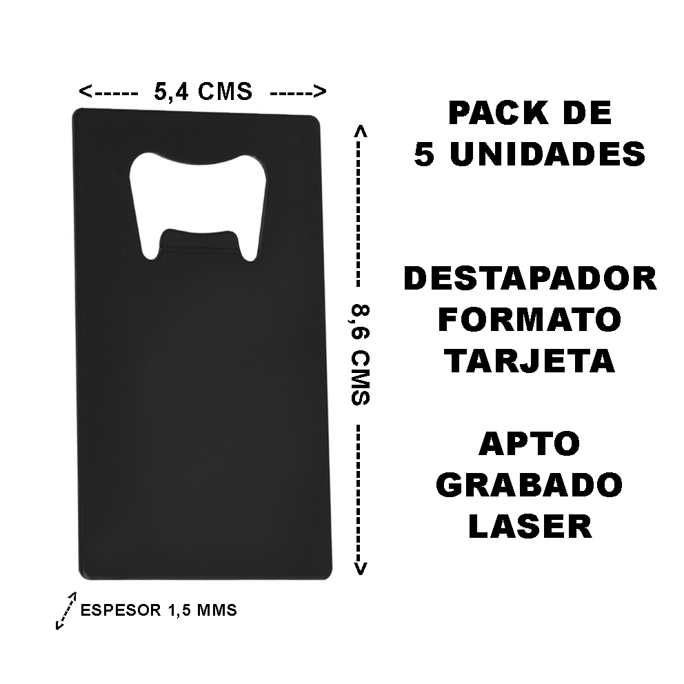 Abridor de botellas de bolsillo formato tarjeta - pack x 5