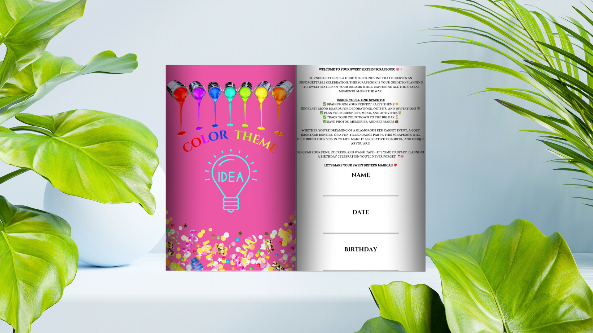 Sweet Sixteen Party Planning Scrapbook