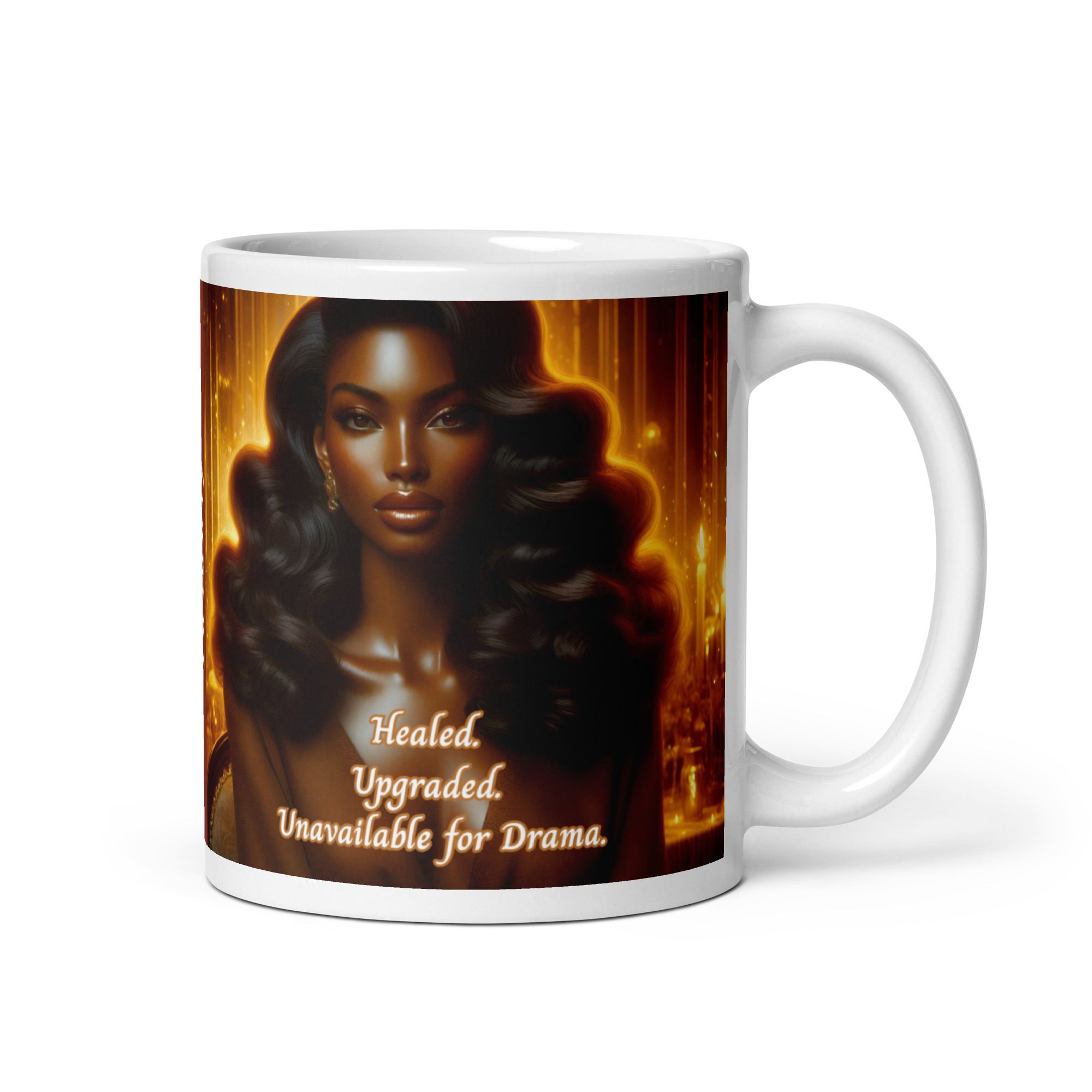 Healed. Upgraded. Unavailable for Drama. Mug