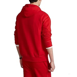 Polo RL Men's Solid "The RL" Fleece Hoodie Sweatshirt (Red, Medium)