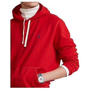 Polo RL Men's Solid "The RL" Fleece Hoodie Sweatshirt (Red, Medium)