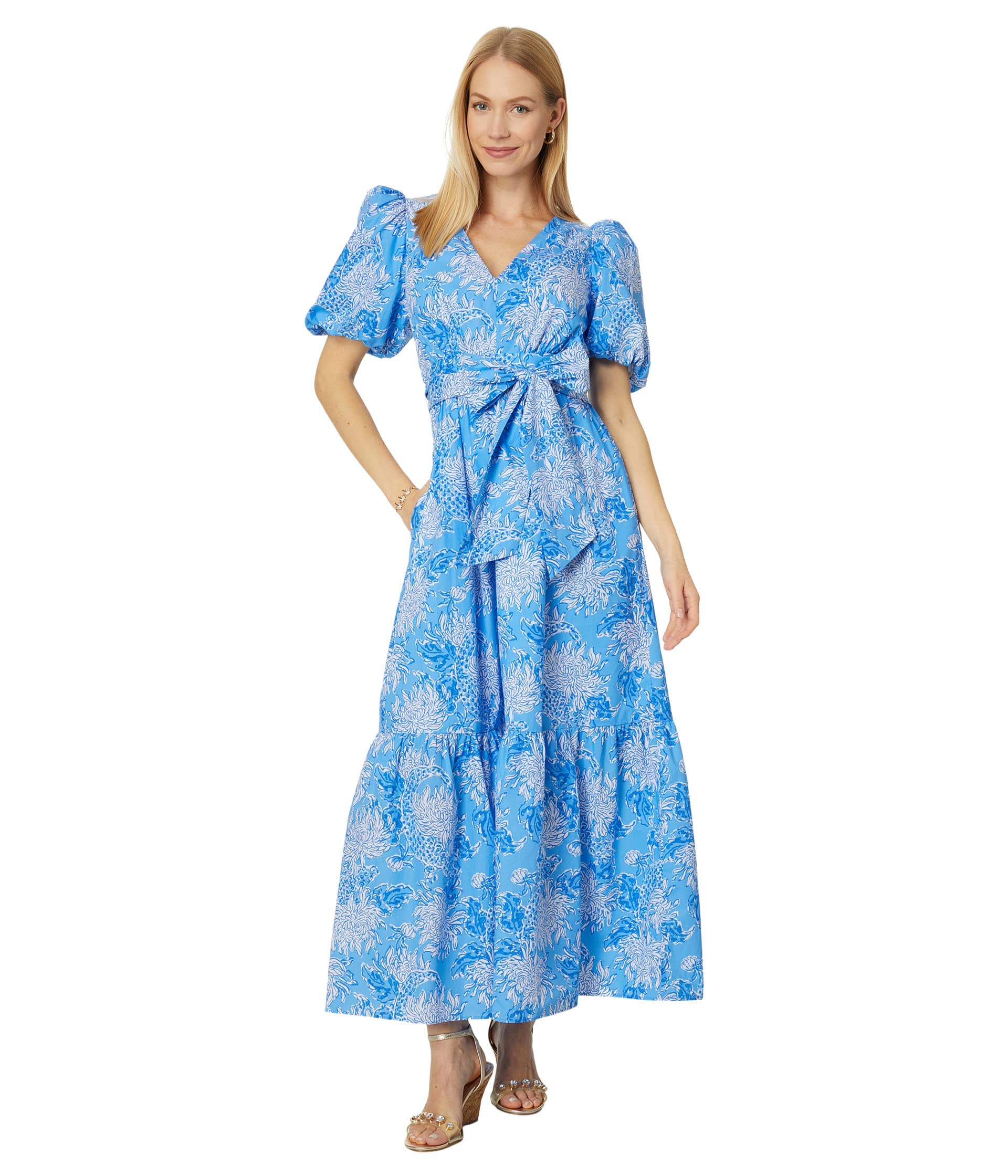 Lilly Pulitzer Ezralyn Short Sleeve Cotton Maxi Dress Boca Blue Croc and Lock It 2