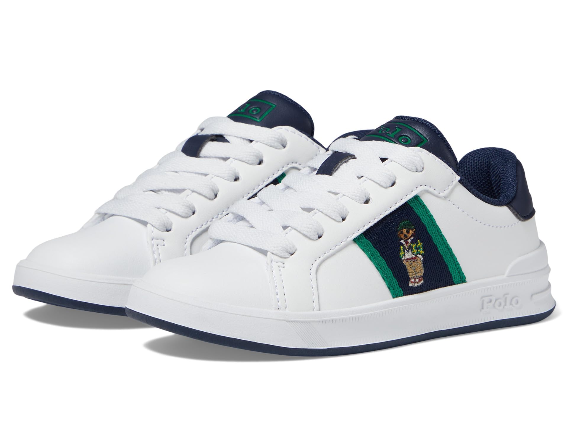 POLO RALPH LAUREN Boy's Heritage Court II Bear (Big Kid) White/Navy 3.5 Big Kid M