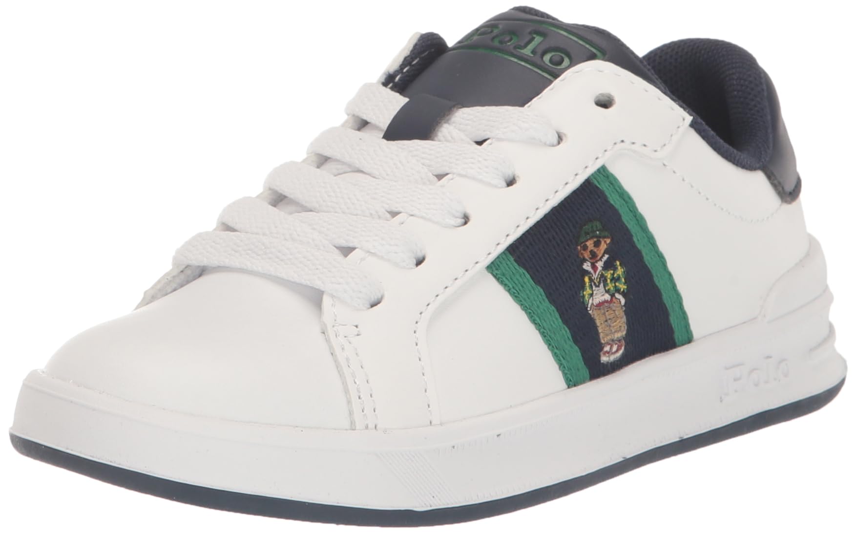 POLO RALPH LAUREN Boy's Heritage Court II Bear (Big Kid) White/Navy 3.5 Big Kid M