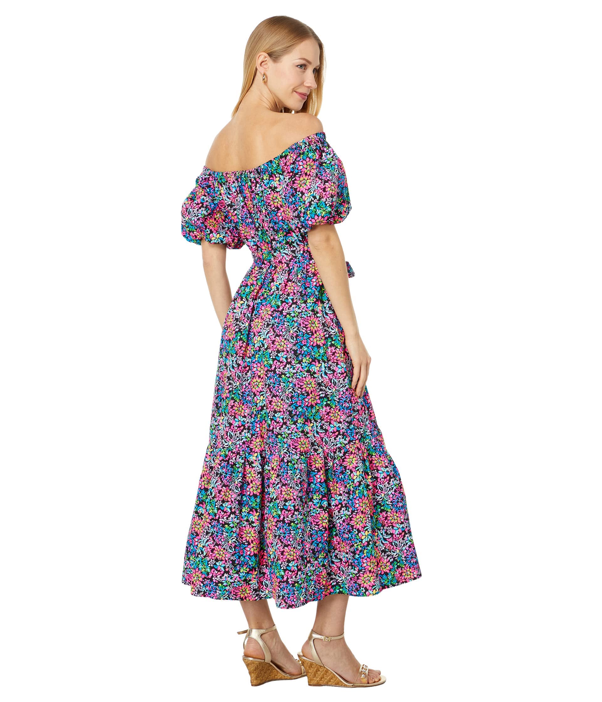 Lilly Pulitzer Tamie Off-The-Shoulder Dress Multi Feeling Fintastic XL