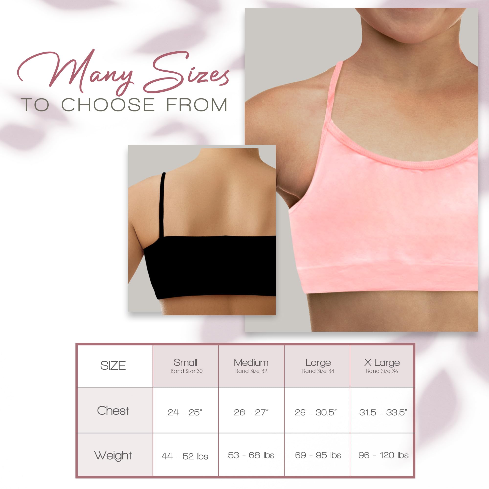 Alyce Ives Girls Seamless Training Bra, Cropped Cami Bra for Teens Pack of 10