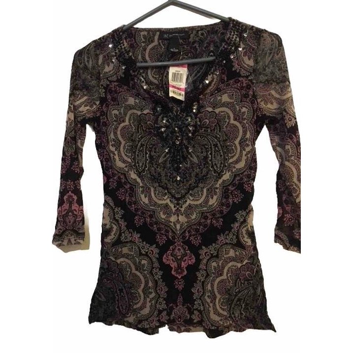 INC International Concepts Top Embellished Petite