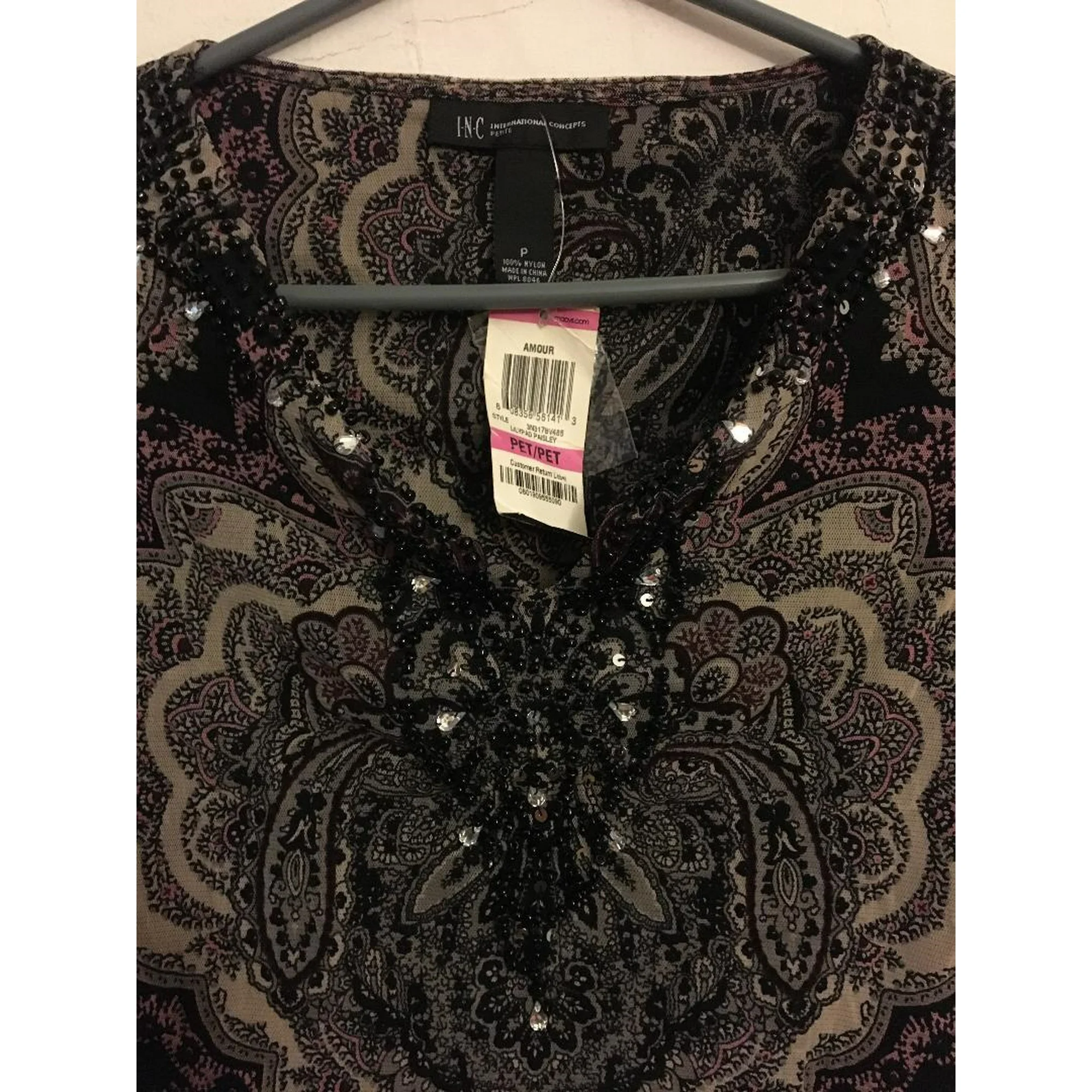 INC International Concepts Top Embellished Petite