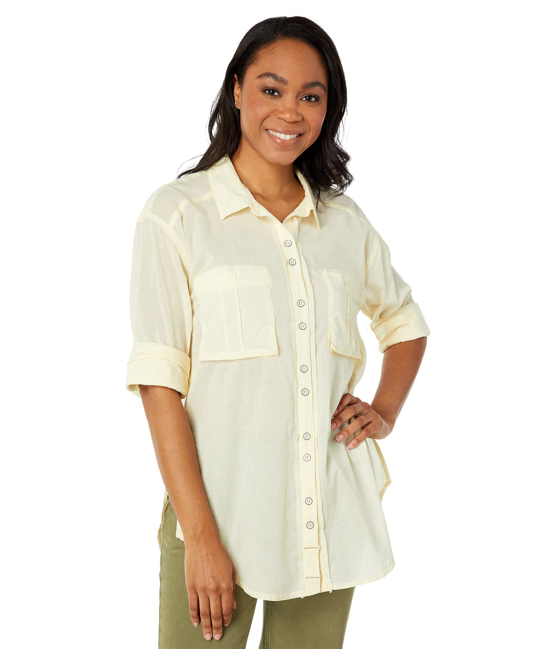 Women's Casual Cream Button-Up Shirt