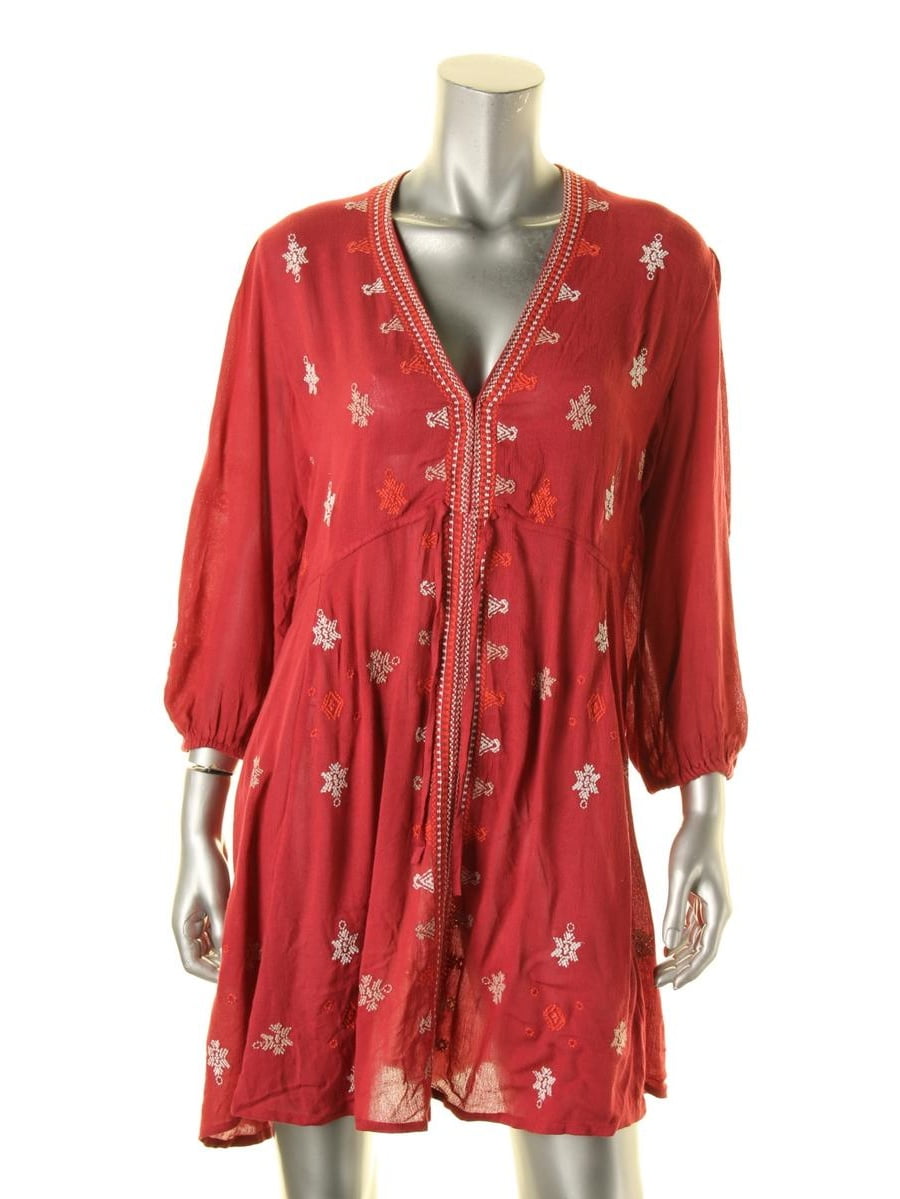 Free People Womens Star Gazer Gauze Embroidered Babydoll Dress 