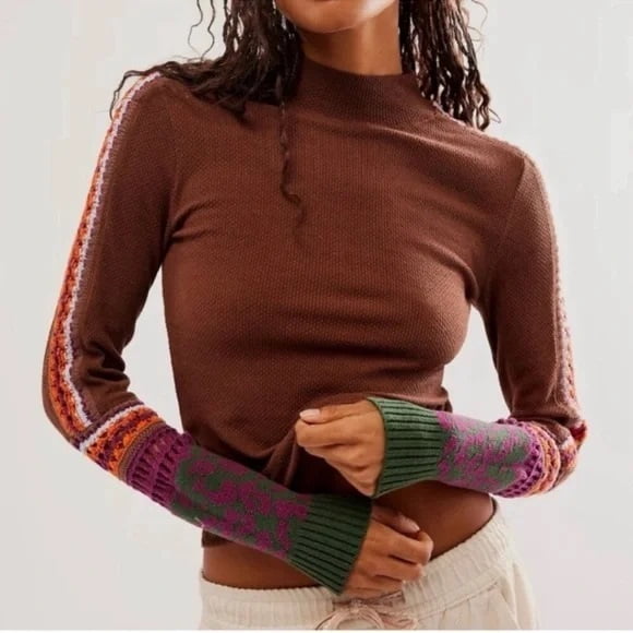 Free People Switch It Up Thermal Top Brown