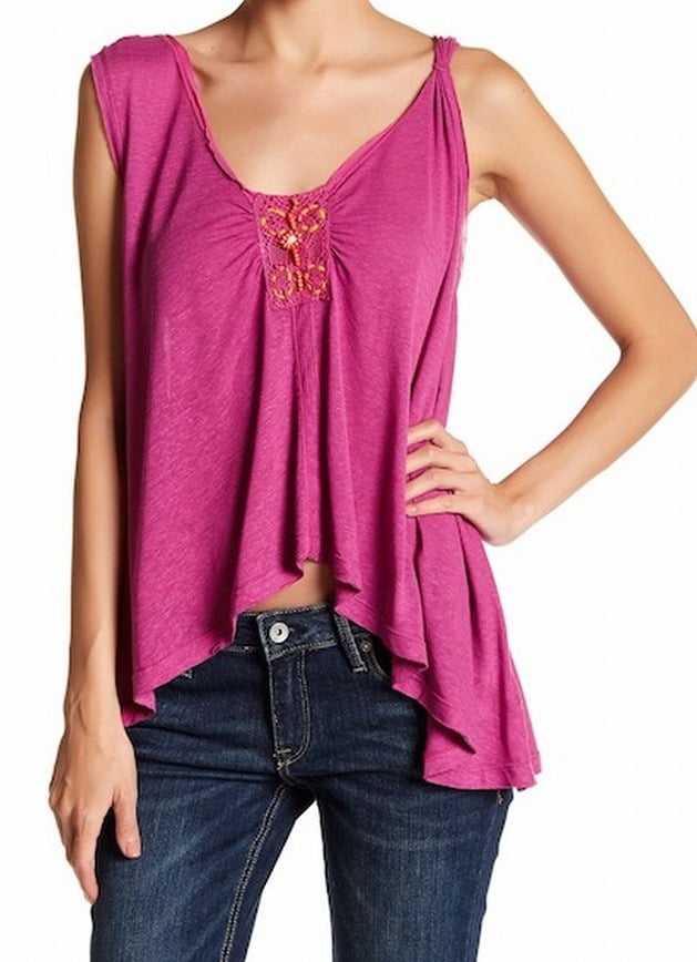 Free People Crochet-Insert Twist Blouse