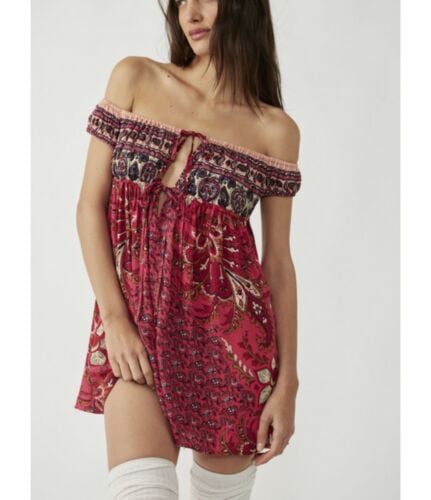 Free People Bali Mariposa Mini Slip Dress, Strawberry Combo